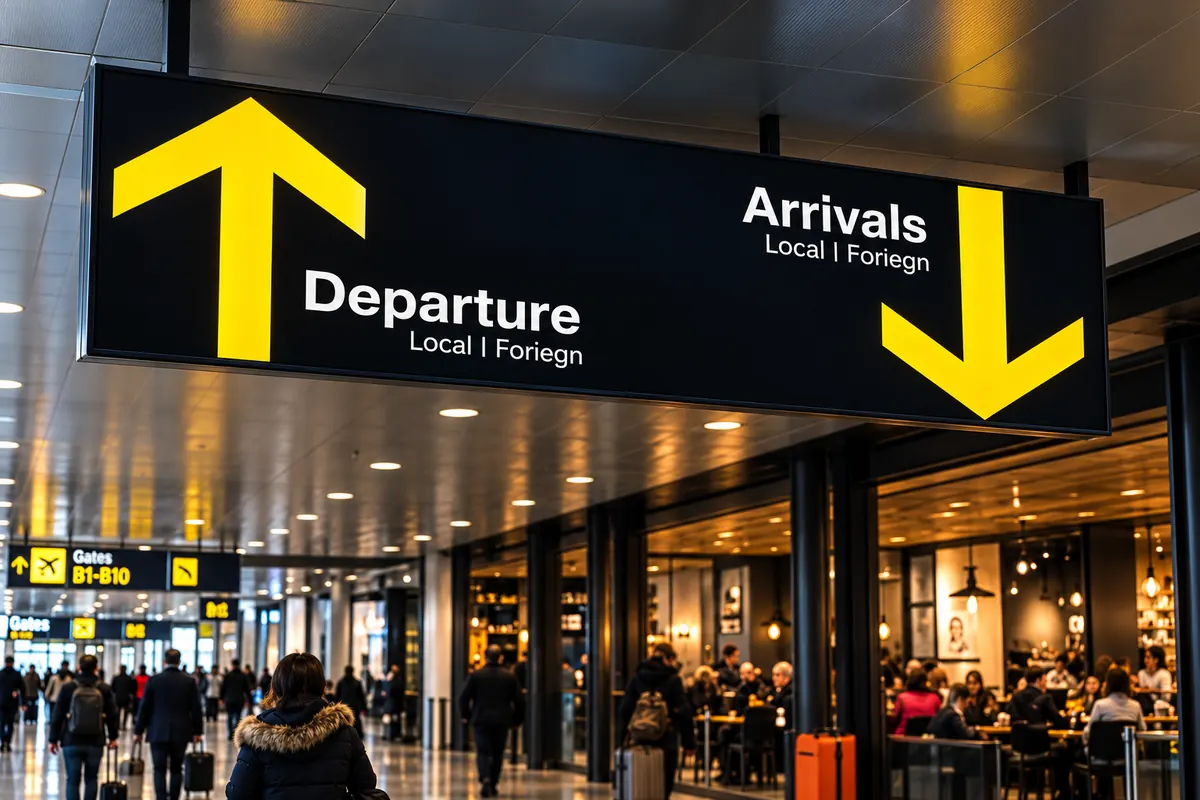 I cartelli di arrivi e partenze in un terminal